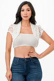 Women’s Cropped Lace Short Sleeve Shrugs Cardigans | Zarnesh