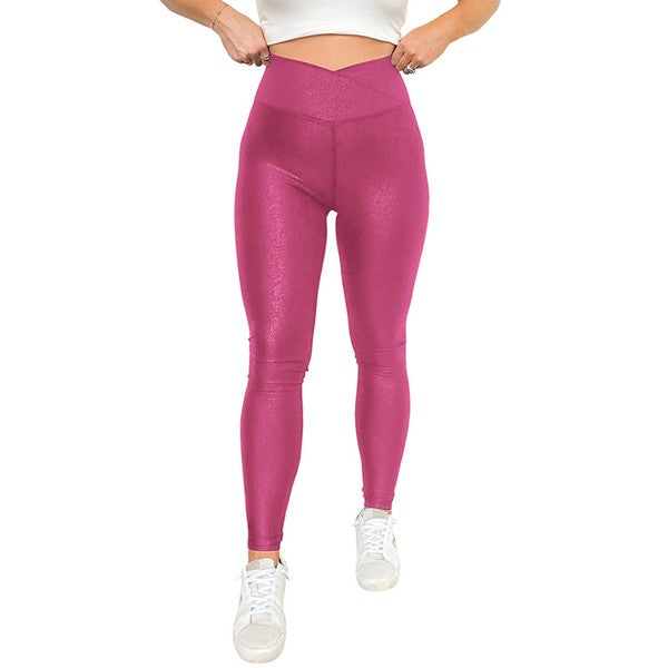 Women’s Crossed Dip Waist Sleek Leather Leggings | Zarnesh