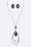 Women's Crystal Drop & Hoops Necklace Set |  Zarnesh