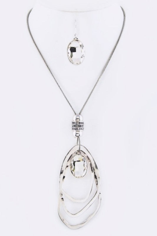 Women's Crystal Drop & Hoops Necklace Set |  Zarnesh