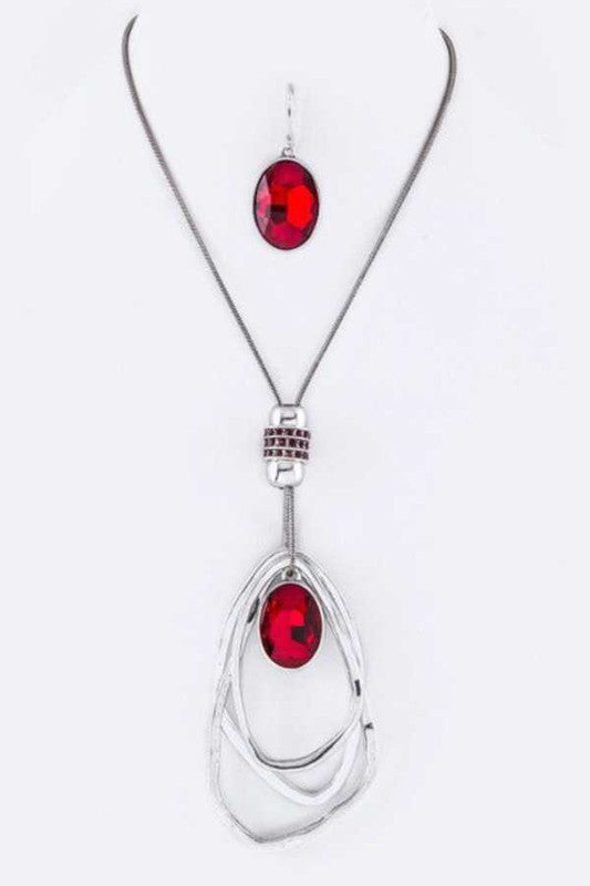 Women's Crystal Drop & Hoops Necklace Set |  Zarnesh