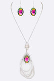 Women's Crystal Drop & Hoops Necklace Set |  Zarnesh