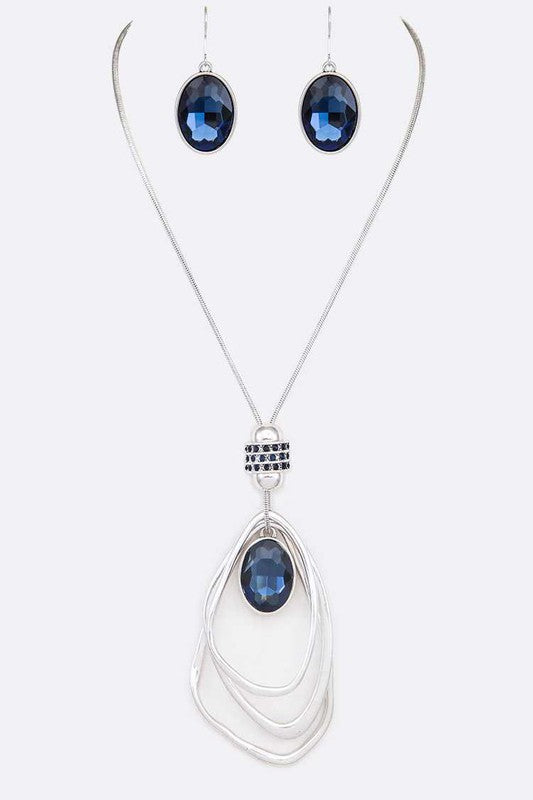 Women's Crystal Drop & Hoops Necklace Set |  Zarnesh