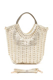 Women’s Crystal Studs Embellished Top Handle Tote Bag | Zarnesh