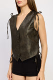 Women’s Cut Structured Fit Leather Vest With Lace Detail | Zarnesh