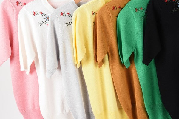 Women’s Daisy Flower Embroidered Knit Pullover Sweater | Zarnesh