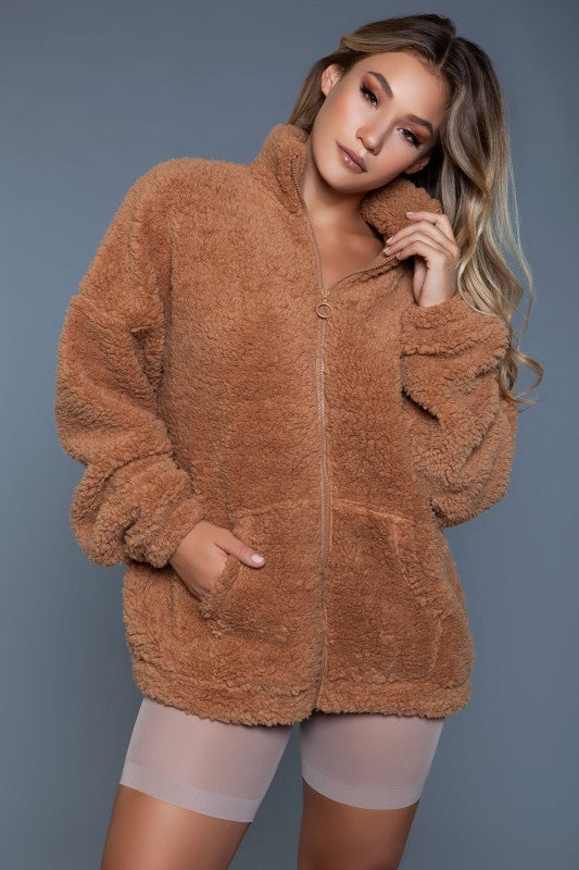 Women’s Daphne Borg Sherpa Fuzzy Zip Up Sherpa Jacket | Zarnesh