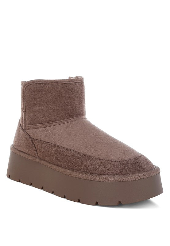 Women's Fleece-Lined Suede Chunky Platform Ankle Boots | Zarnesh