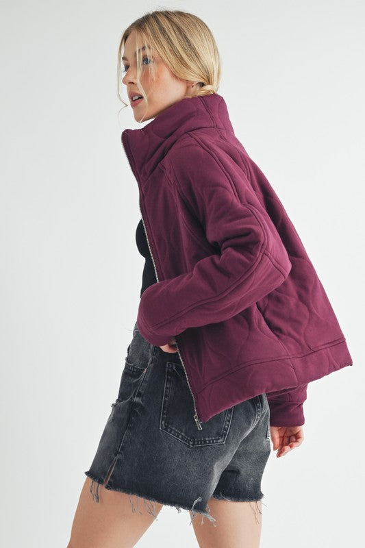 Women’s Darla Boxy Fit High Collar Front Zipper Quilted Jacket | Zarnesh