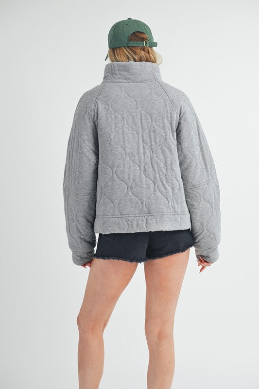 Women’s Darla Boxy Fit High Collar Front Zipper Quilted Jacket | Zarnesh
