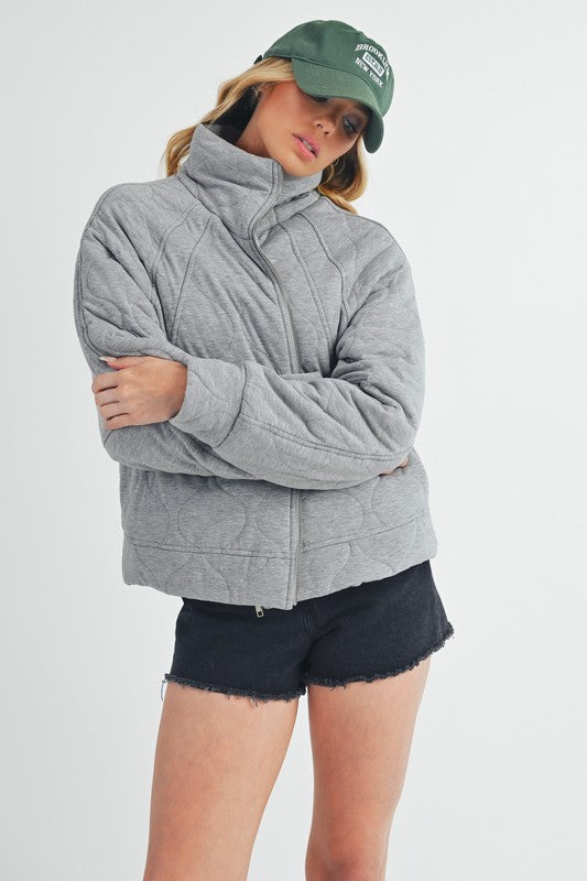 Women’s Darla Boxy Fit High Collar Front Zipper Quilted Jacket | Zarnesh