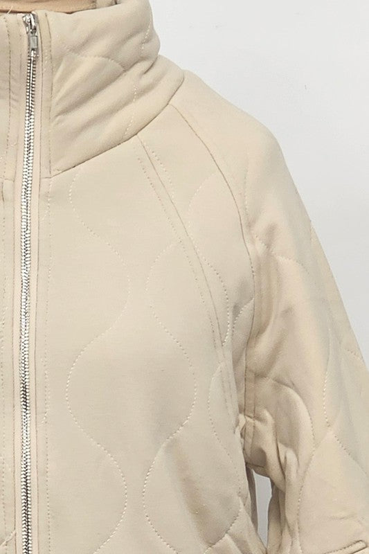 Women’s Darla Boxy Fit High Collar Front Zipper Quilted Jacket | Zarnesh
