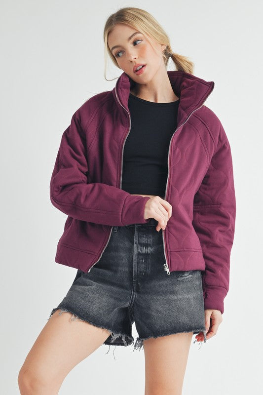 Women’s Darla Boxy Fit High Collar Front Zipper Quilted Jacket | Zarnesh