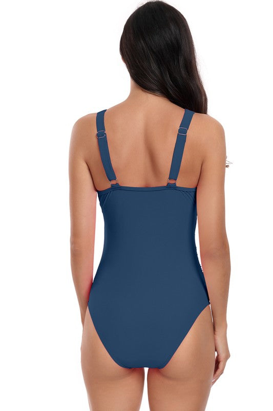 Women’s Deep V Neck One Piece Lace Trim Swimsuit | Zarnesh