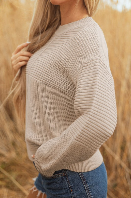 Women’s Delaney Pullover Textured Puff Sleeve Sweater | Zarnesh