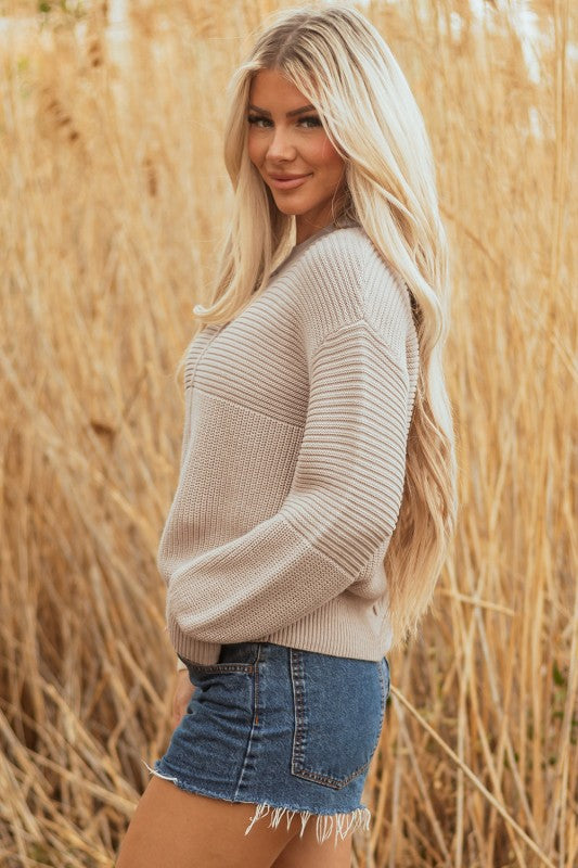 Women’s Delaney Pullover Textured Puff Sleeve Sweater | Zarnesh