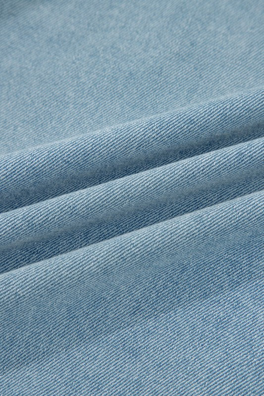 Women’s Denim Collared Elastic Edge Zip-Up Pocketed Jacket | Zarnesh