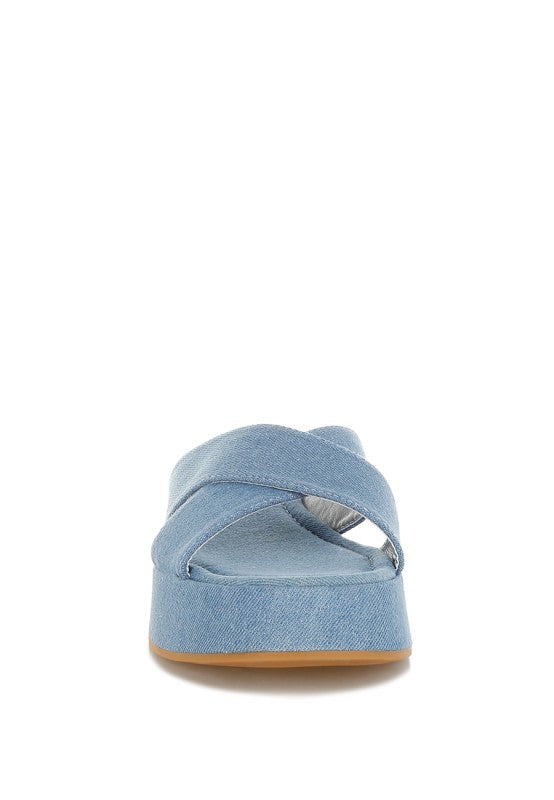 Women's Denim Flatform Slip Ons | Zarnesh