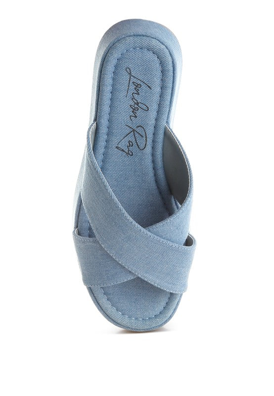 Women's Denim Flatform Slip Ons | Zarnesh