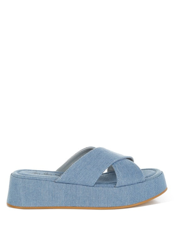 Women's Denim Flatform Slip Ons | Zarnesh