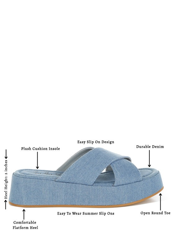 Women's Denim Flatform Slip Ons | Zarnesh