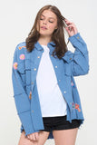 Women’s Denim Patchwork Frayed Hem Button Down Top | Zarnesh