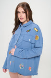 Women’s Denim Patchwork Frayed Hem Button Down Top | Zarnesh