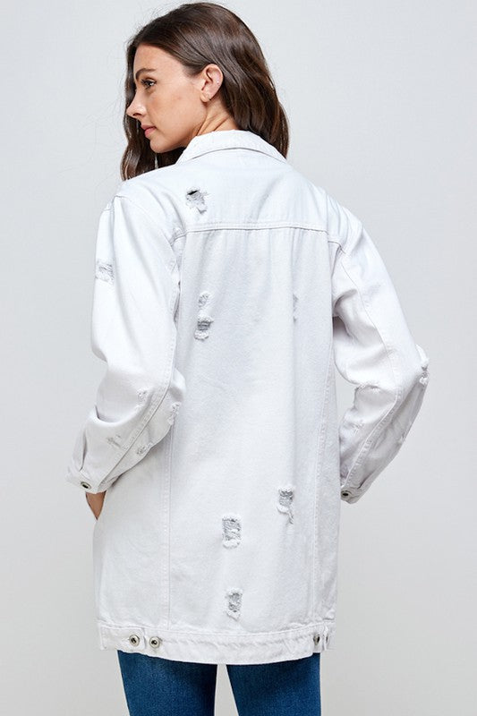 Women's Denim Quarter Distressed Washed Jackets | Zarnesh