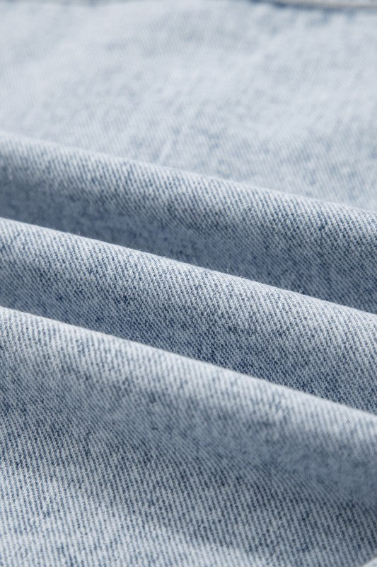 Women’s Denim Ruffled Scallop Button Front Patch Pocket Vest | Zarnesh