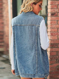 Women’s Denim Vest Sleeveless Jean Jacket with Front Button Closure | Zarnesh
