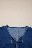 Women’s Denim Wash Open Front Straight Cut Pocket Jacket | Zarnesh