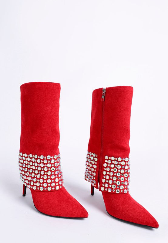 Women’s Diamante Studded Stiletto Heel Boots | Zarnesh