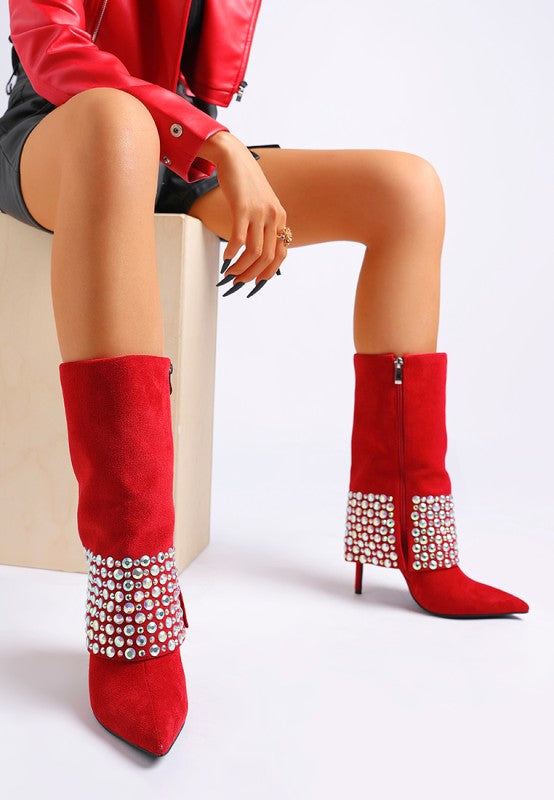 Women’s Diamante Studded Stiletto Heel Boots | Zarnesh
