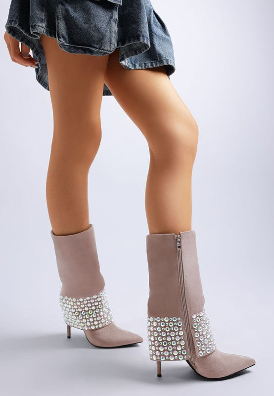 Women’s Diamante Studded Stiletto Heel Boots | Zarnesh
