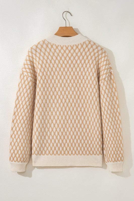 Women’s Diamond Ximena Rhombus Pattern Knit Sweater | Zarnesh