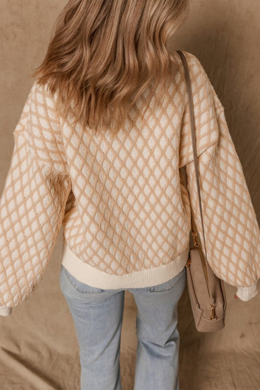 Women’s Diamond Ximena Rhombus Pattern Knit Sweater | Zarnesh