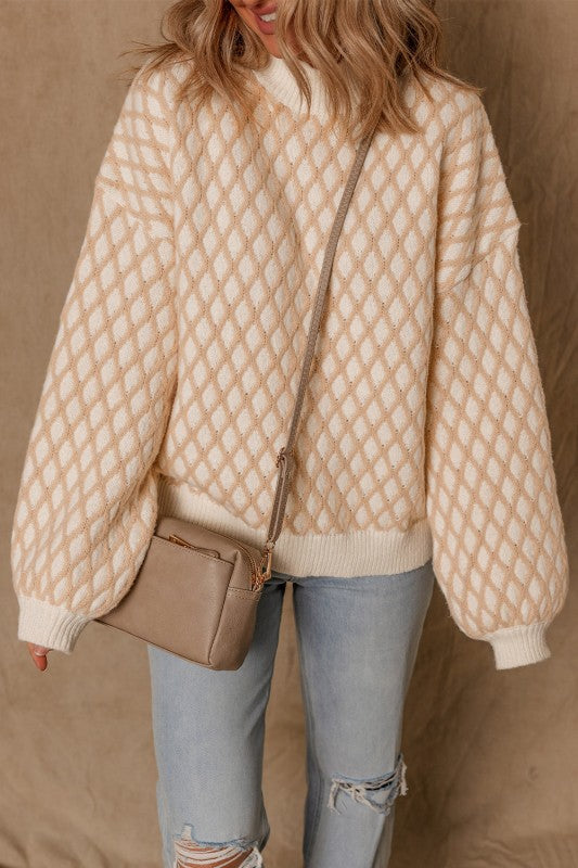 Women’s Diamond Ximena Rhombus Pattern Knit Sweater | Zarnesh