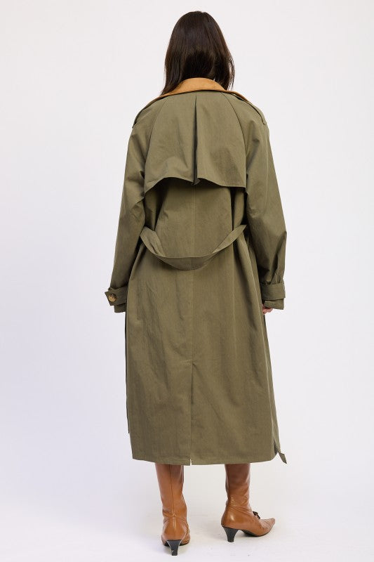 Women’s Double Breasted Trench Adjustable Waist Tie Coat | Zarnesh
