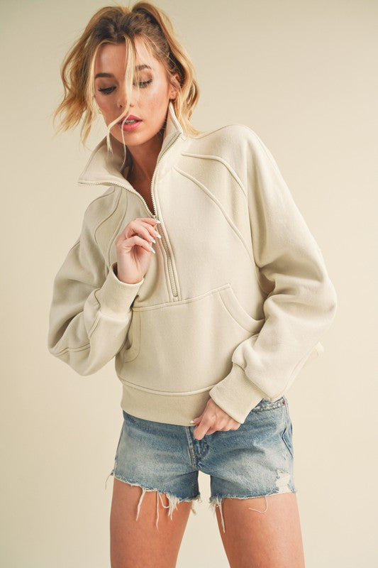 Women’s Dove Funnel Neck Half Zip | Zarnesh