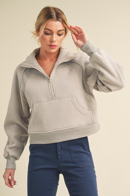 Women’s Dove Funnel Neck Half Zip | Zarnesh