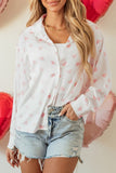 Women’s Drop Shoulder Heart Button Closure Puff Sleeve Shirt | Zarnesh