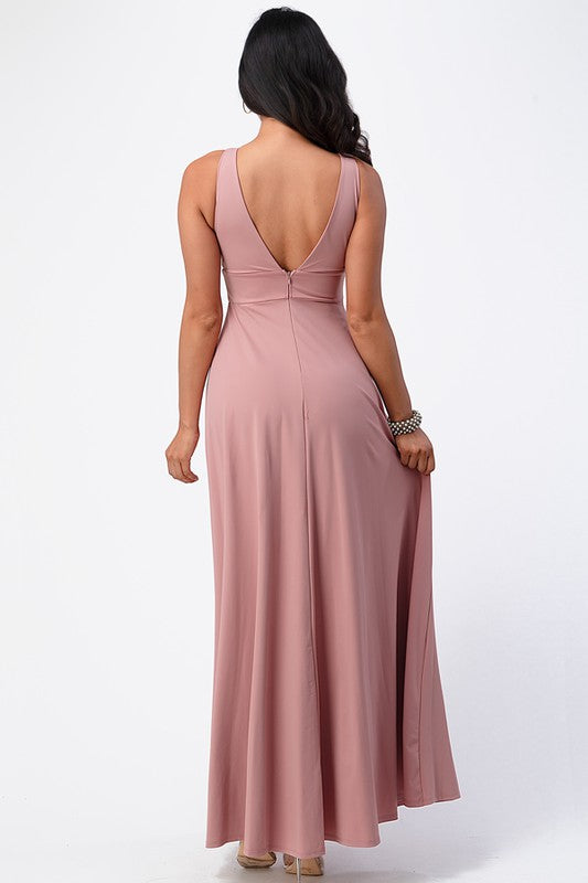Women’s Dull Tricot Deep V Neck A-Line Dress | Zarnesh