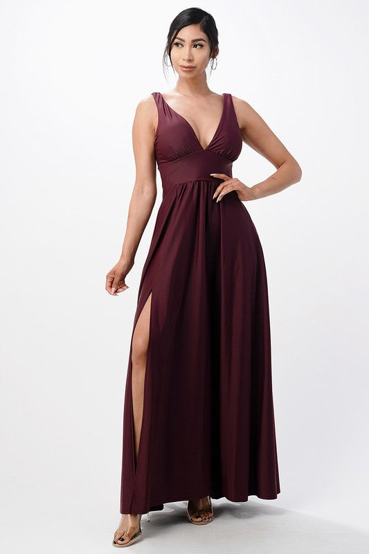 Women’s Dull Tricot Deep V Neck A-Line Dress | Zarnesh