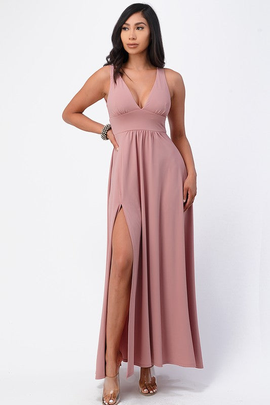Women’s Dull Tricot Deep V Neck A-Line Dress | Zarnesh