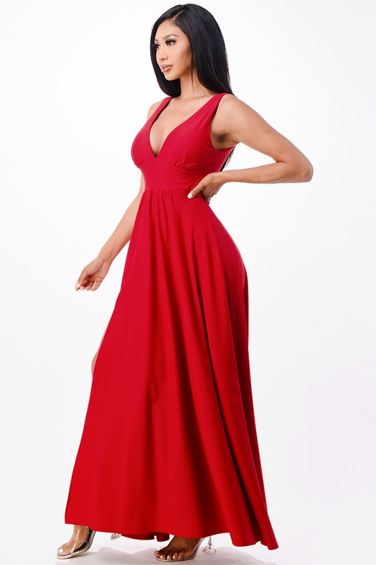 Women’s Dull Tricot Deep V Neck A-Line Dress | Zarnesh