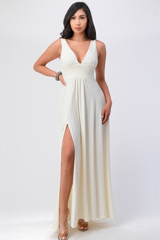 Women’s Dull Tricot Deep V Neck A-Line Dress | Zarnesh