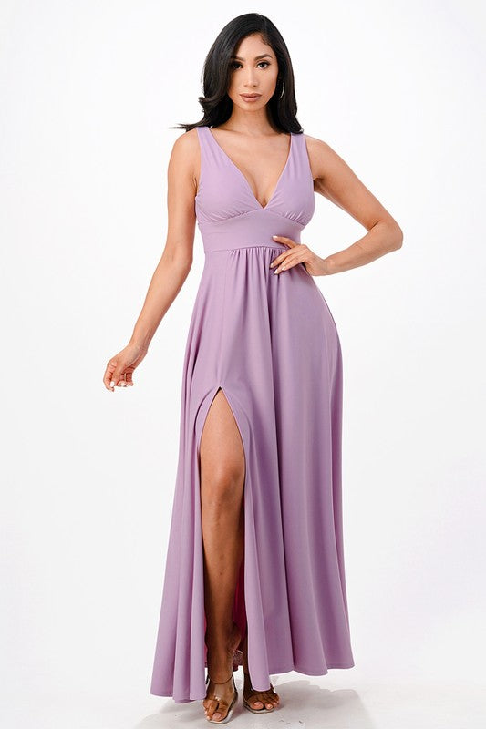 Women’s Dull Tricot Deep V Neck A-Line Dress | Zarnesh