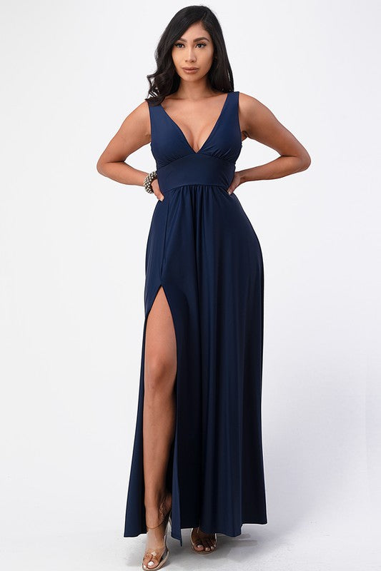 Women’s Dull Tricot Deep V Neck A-Line Dress | Zarnesh