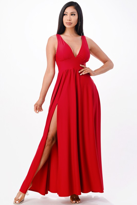 Women’s Dull Tricot Deep V Neck A-Line Dress | Zarnesh