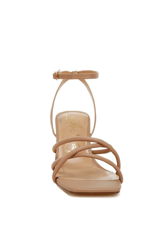 Women Alyona Open Square Low Block Heel Strappy Sandal | Zarnesh